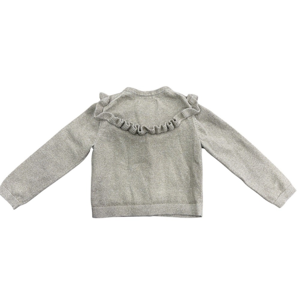 Mini Boden Girls 3-4 Gold Knit Cardigan Ruffle Sweater - Picture 2 of 5